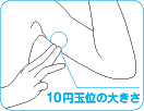 10円玉くらいの大きさ